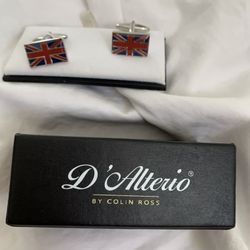 United Kingdom UK British Flag Cuff Links Shirt Cufflinks D’Alterio Colin Ross.    Condition is "Pre-owned", like new, don’t remember my hubs ever wea