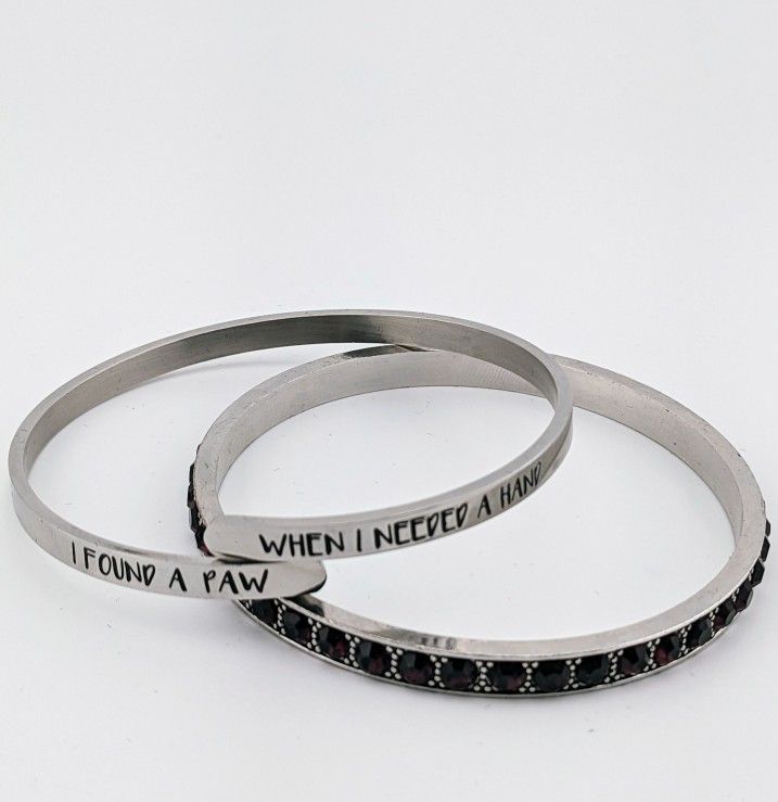 I FOUND A PAW WHEN I NEEDED A HAND engraved Bracelet Set for Sale in