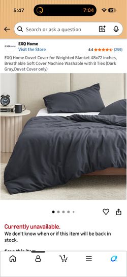 15 lb All Season Washable Weighted Blanket w/ Separate Charcoal Cover– Like New