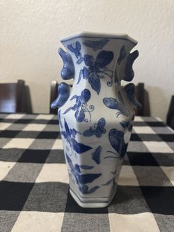 Vintage Blue & White Porcelain Vase