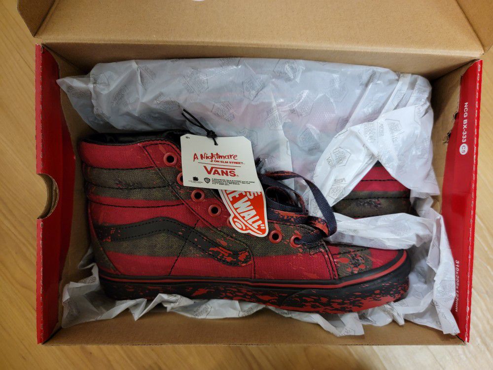 Vans x Horror Sk8-HI Size 7.5 Mens Freddy Krueger Nightmare On Elm Street Shoe