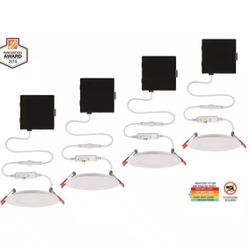 Commercial Electric Ultra Slim Integrated LED 6 in Round Adj Color Temp Canless Recessed Light Pack of 4