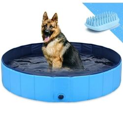 GoStock Dog Pool for Large Dogs, Folding Kiddie Pool, Portable Pet Pools