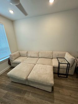 Annai 129” Wide Reversible Modular Corner Sectional w/ Ottoman