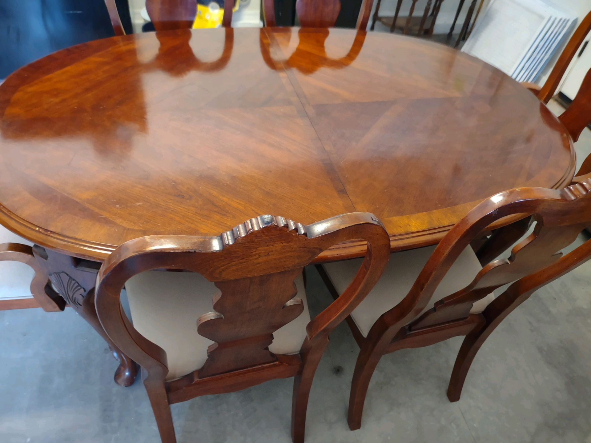 Wooden Family dining Room table Six 6 chairs 