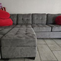Gray Suede Sectional