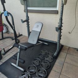 Weight Bench Set with Rack + 130 lbs Plates (Delivery Available)