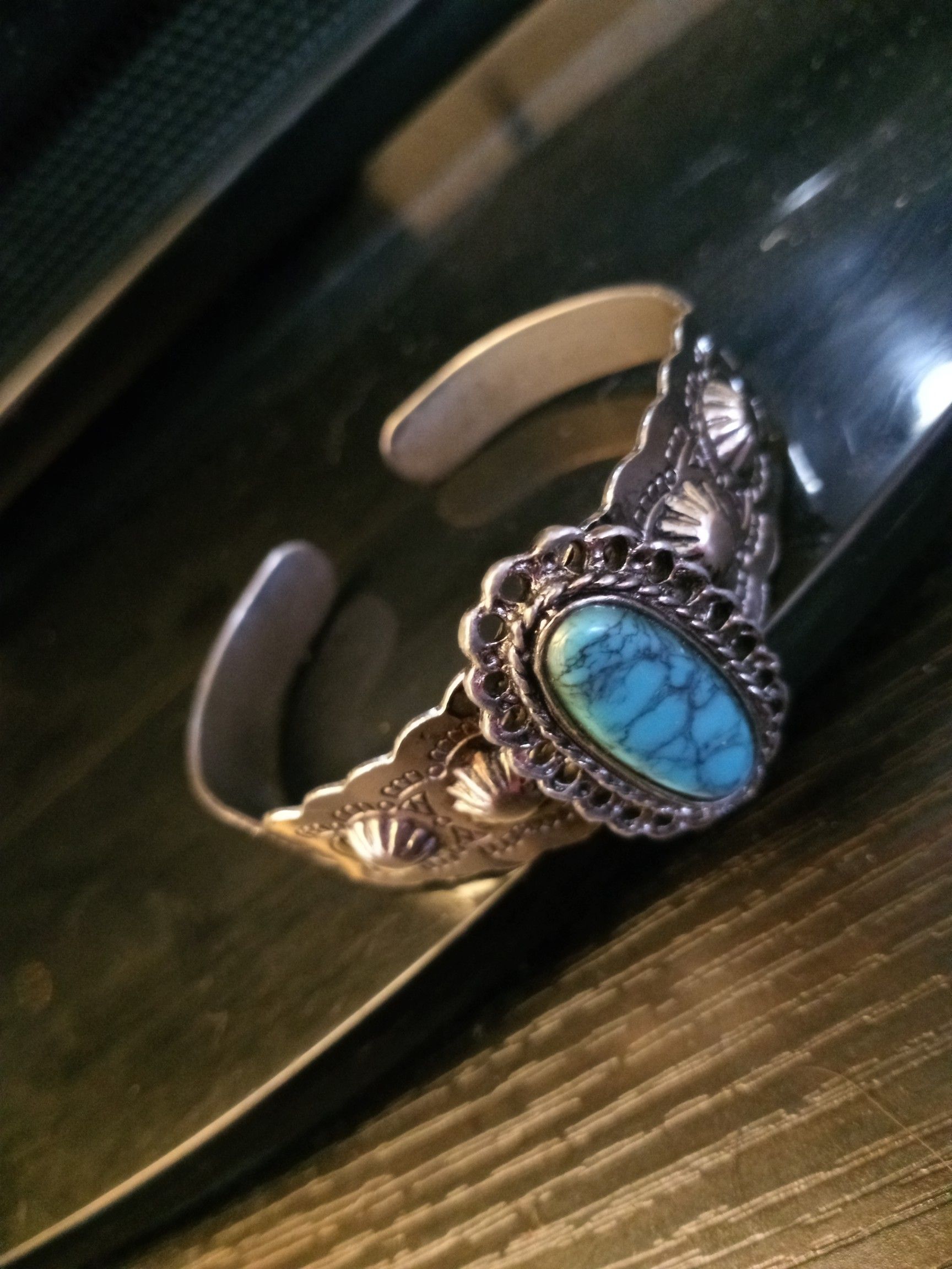 Turquoise and silver cuff