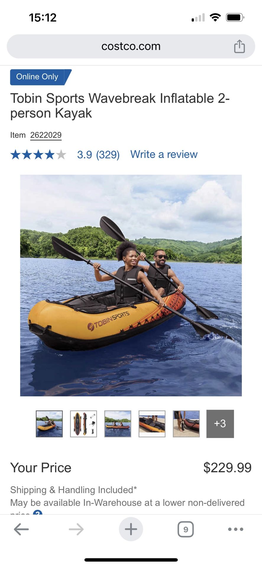 Inflatable 2-person Kayak from Costco