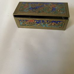 Small Brass Enameled Box