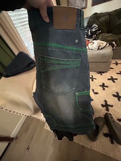 Men’s 40 shorts Jean green trim