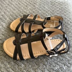 Girls Black Sandals Size 8