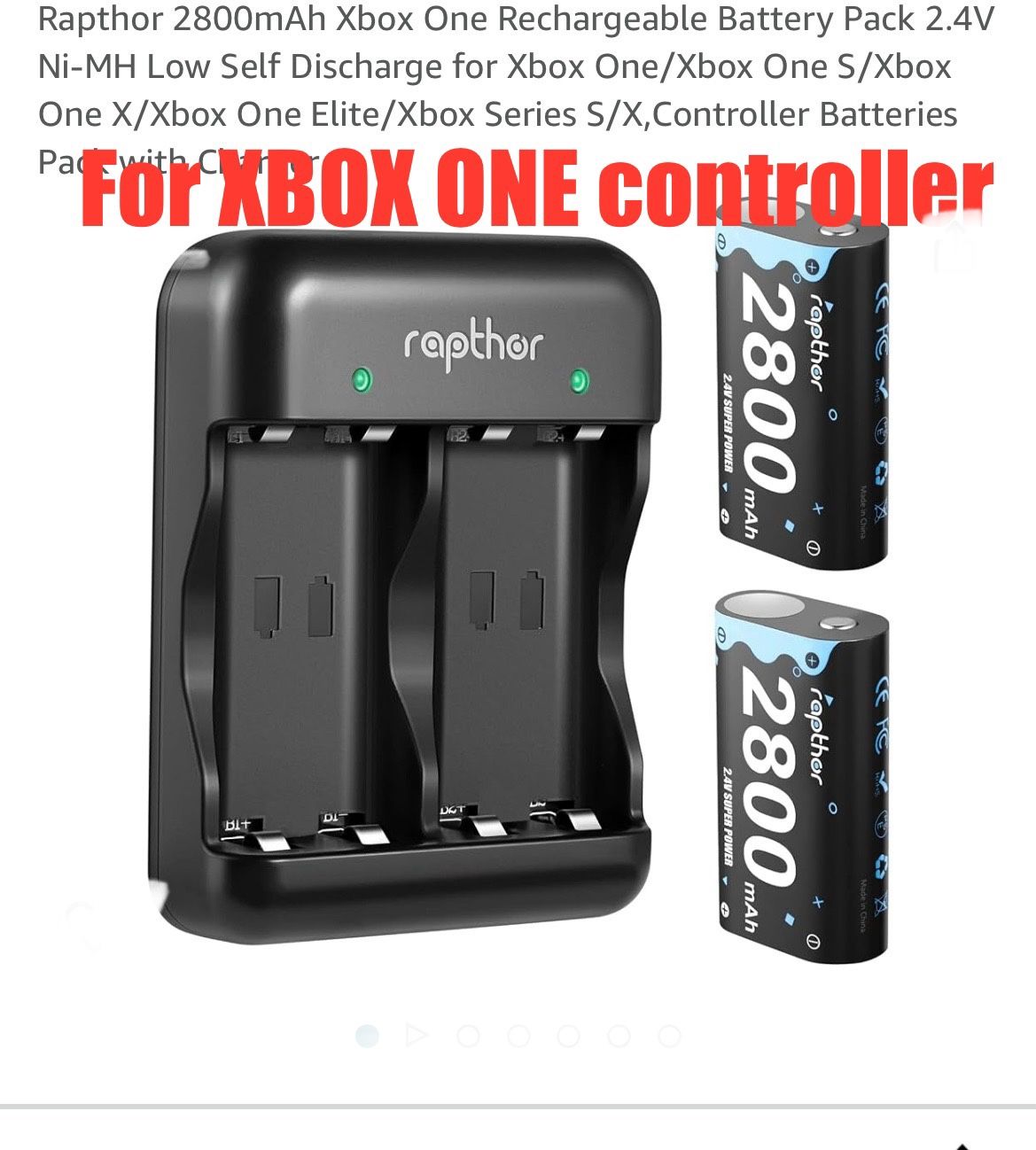 Pair Of Rechargeable Batteries With Charger For Xbox One Controller