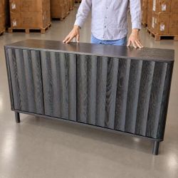 New In Box 55 Inch 4 Doors Entryway Buffet Sideboard Cabinet Cupboard Adjustable Shelf Storage Rack Black Color 