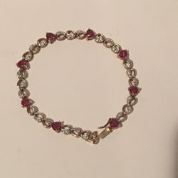 925 gold over silver CZ heart bracelet $45