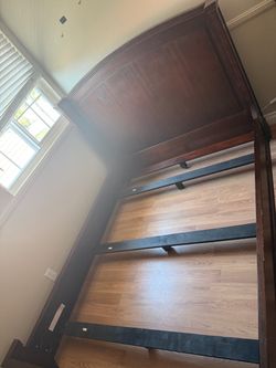 Dark Wood Bed Frame with Headboard