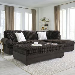 LUXURY!! BRAND NEW CHOCOLATE / DARK BROWN SECTIONAL + OTTOMAN $1350