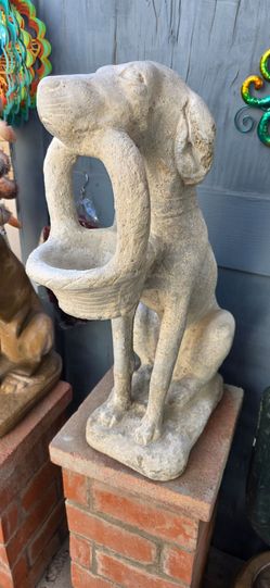 Garden cement dog