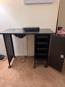Black Manicure Nail Table with Dust Collector