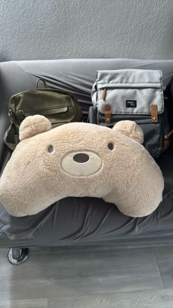 Vibrating bouncer, diaper bags, breastfeeding pillow