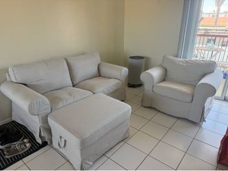 Ikea Ektorp Sofa, Chair & Ottoman Set Beige/Light/Tan