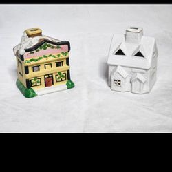2 Vintage Square Christmas Village/Home Candle Holder/Burner