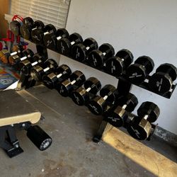 Iron Grip Dumbbells and Rack 40-85 LBS Pairs
