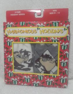 Vintage Looney tunes harmonious christmas holiday set of 2 pair socks