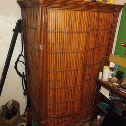 Rattan Vintage Bamboo Wardrobe 