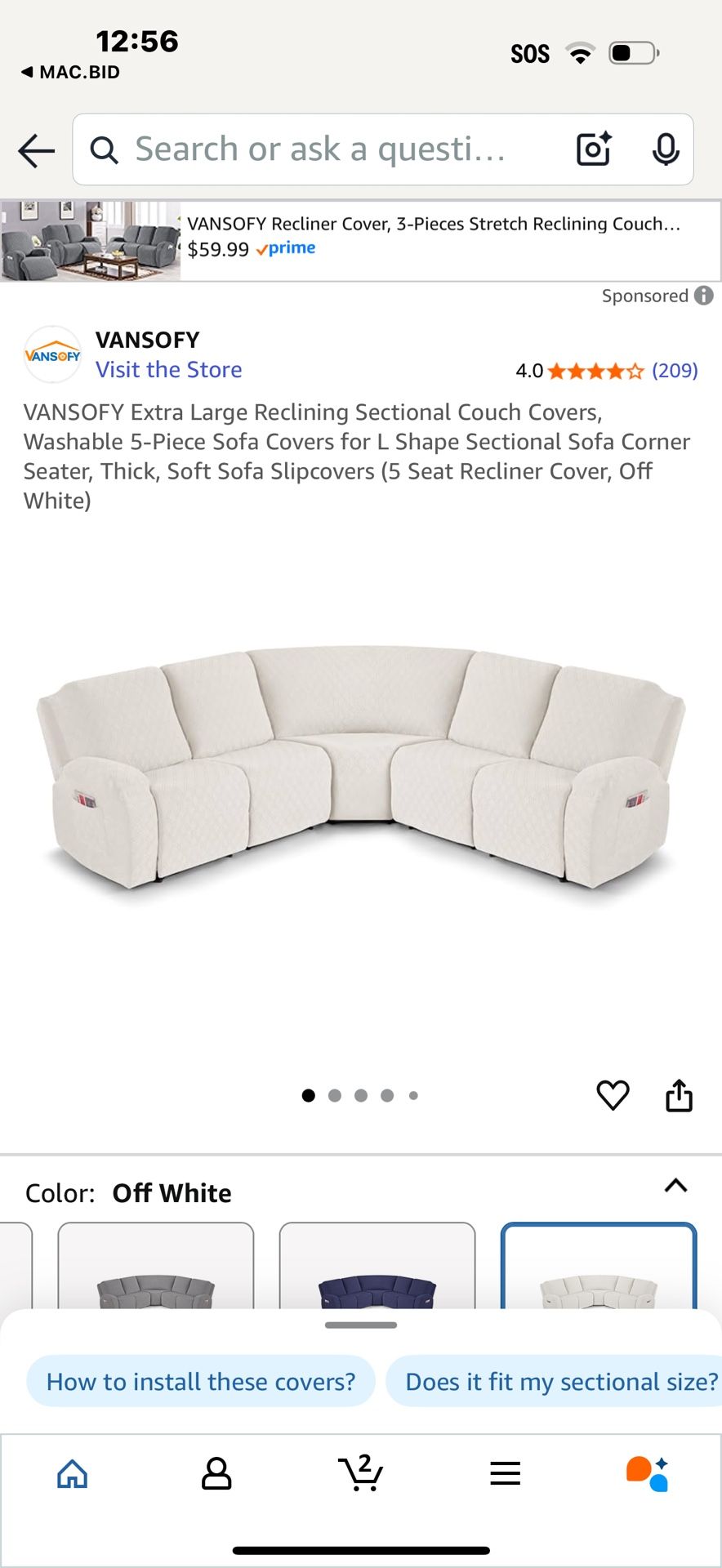 Sectional Couch Cover