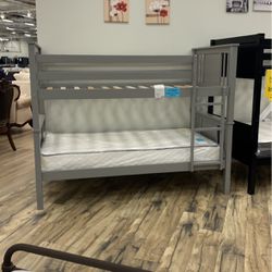 Gray Wooden Bunk Bed 