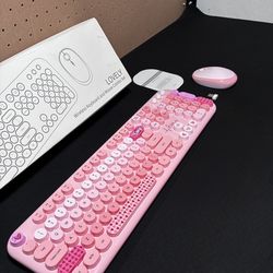 NEW Pink Colorful Wireless Keyboard & Mouse