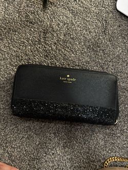 Kate Spade New York Black Glitter Zip Wallet