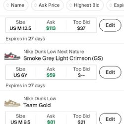 Nike Dunks For Sale (Shoe Sz Price In Pic)