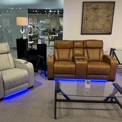 40% SALE Power, Reclining Sofa And Loveseat With Power Adjustable Headrest