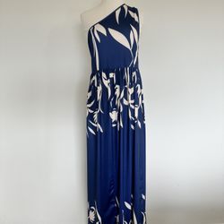Navy Blue One Shoulder Maxi Dress Size Large