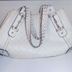Gucci Guccissima Pelham Leather (white) with braided handles.