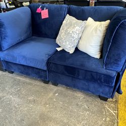 Blue Velvet Loveseat New 