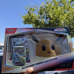 New In Box Prismatic Evolutions With Eevee Pouch