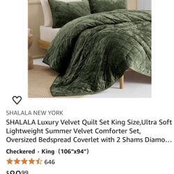 Luxury Velvet Quilt Set King Size