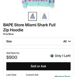 Bape  Miami Shark Full Zip Hoodie