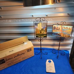 VINTAGE NEW Home Interiors Metal Free-standing Photo Picture Holders 16"  14"