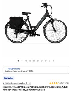 Hyper Bicycles 36V Class 2 700C Electric Commuter E-Bike, Adult Ages 13+, Pedal-Assist, 250W Motor, Black