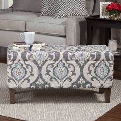 Storage Ottoman Blue Slate Damask