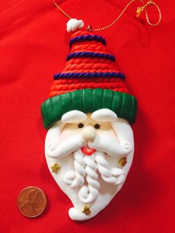 Christmas Santa Dough like face ornament