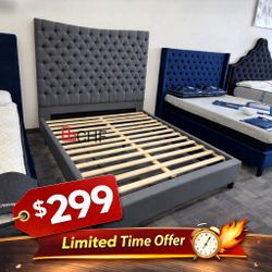 dark gray california king size bed frame // mattress sold separately 