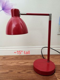 Red Metal Adjustable Desk Lamp With Touch Sensor