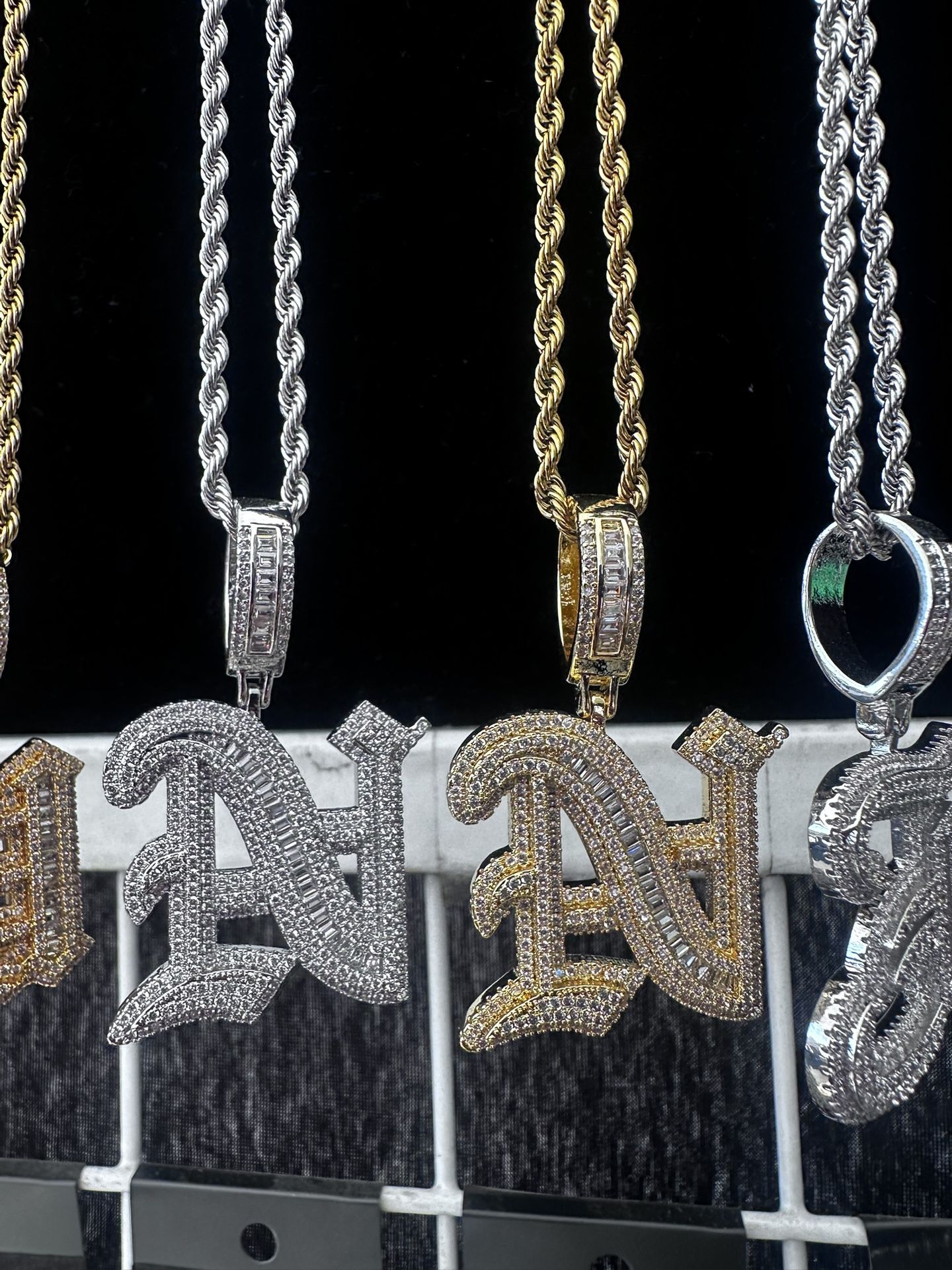 Gold Plated Letters With Stainless Steel Rope Chain 