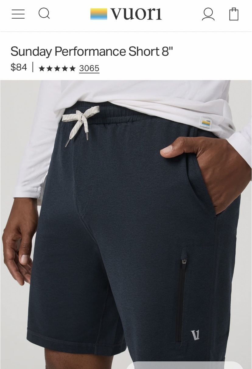 Vuori Sunday Performance Shorts 8”. Size XXL