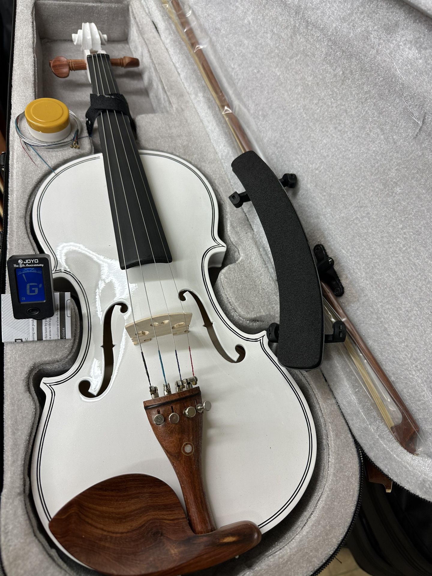 4/4 White Violin with New Bow, Shoulder Rest, Digital Tuner, Extra Strings $160 Firm